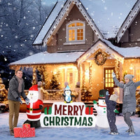 HKM-432147 Inflatable Christmas Decoration: Santa Claus and Snowman with Merry Christmas Sign