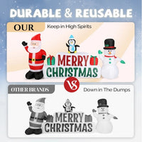 HKM-432147 Inflatable Christmas Decoration: Santa Claus and Snowman with Merry Christmas Sign