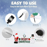 HKM-432147 Inflatable Christmas Decoration: Santa Claus and Snowman with Merry Christmas Sign