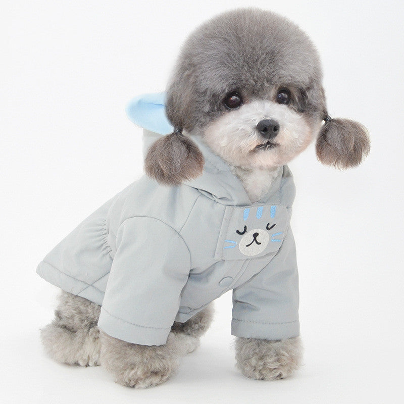 HKM-432147 Warm Cotton Dog Hat and Coat for Small to Medium Dogs - Autumn and Winter Apparel