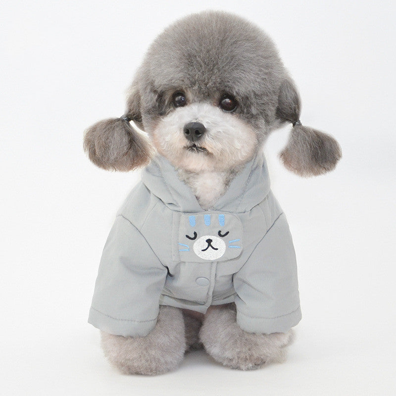 HKM-432147 Warm Cotton Dog Hat and Coat for Small to Medium Dogs - Autumn and Winter Apparel