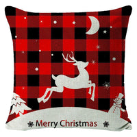 HKM-432211 Christmas Elk Print Linen Pillow Cover - 45x45cm, Multiple Styles Available