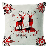 HKM-432211 Christmas Elk Print Linen Pillow Cover - 45x45cm, Multiple Styles Available