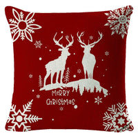 HKM-432211 Christmas Elk Print Linen Pillow Cover - 45x45cm, Multiple Styles Available