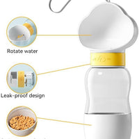HKM-432211 Portable Dog Water Bottle with Detachable Food Bowl - Leak-Proof 550ml Capacity for Pets - Ideal for Travel and Outdoor Activities