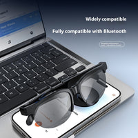 HKM-432211 Smart Glasses with UV and Blue Light Protection, Black Color Options, PC ABS Material, Includes Charging Cable and Manual