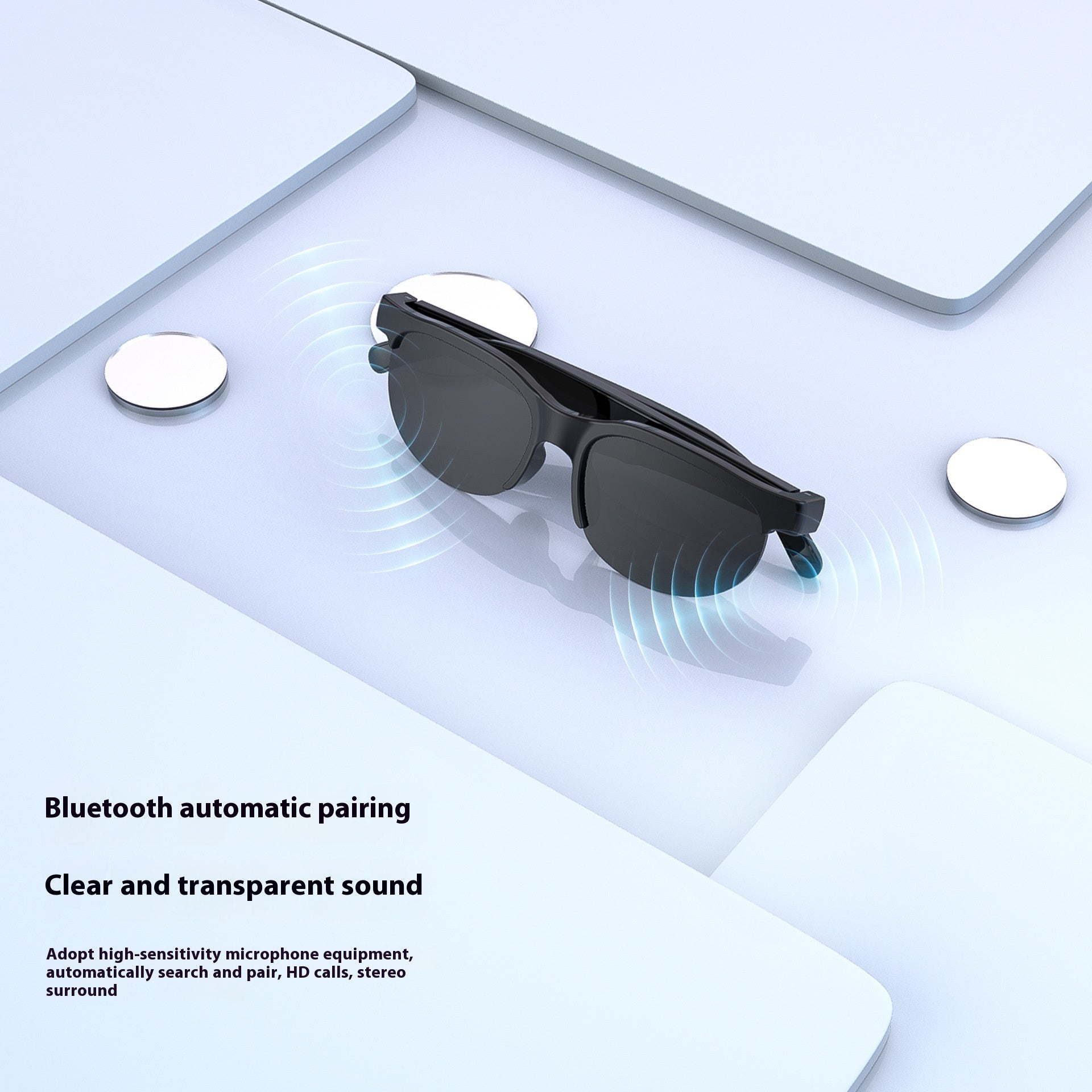 HKM-432211 Smart Glasses with UV and Blue Light Protection, Black Color Options, PC ABS Material, Includes Charging Cable and Manual