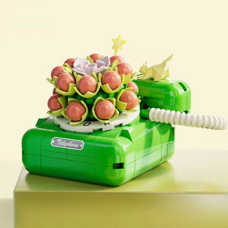 Creative Flower Phone Building Blocks Model Set for Kids - 50 Pieces, Modern Building Theme