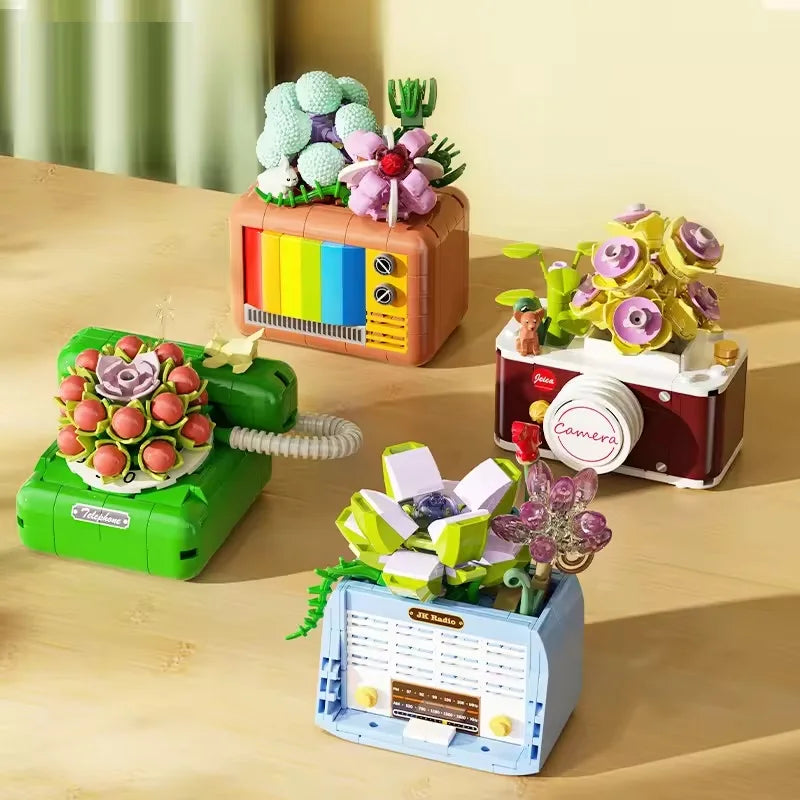 Creative Flower Phone Building Blocks Model Set for Kids - 50 Pieces, Modern Building Theme