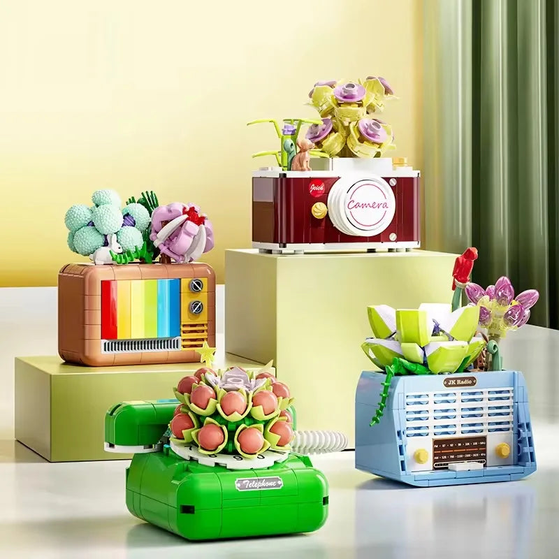 Creative Flower Phone Building Blocks Model Set for Kids - 50 Pieces, Modern Building Theme
