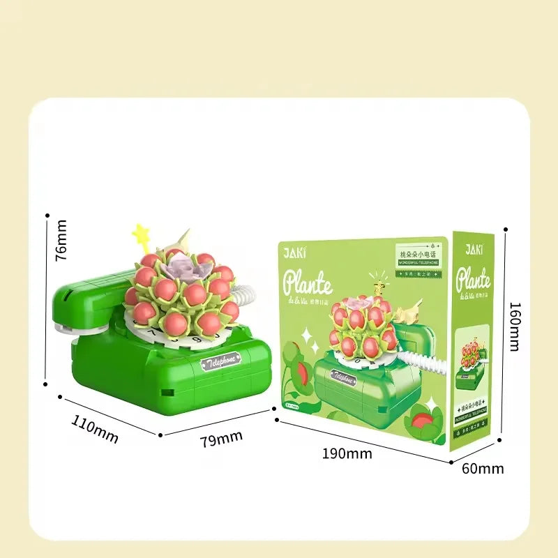 Creative Flower Phone Building Blocks Model Set for Kids - 50 Pieces, Modern Building Theme