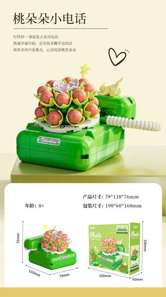 Creative Flower Phone Building Blocks Model Set for Kids - 50 Pieces, Modern Building Theme