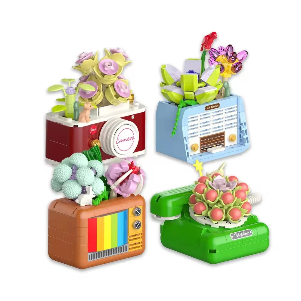 Creative Flower Phone Building Blocks Model Set for Kids - 50 Pieces, Modern Building Theme
