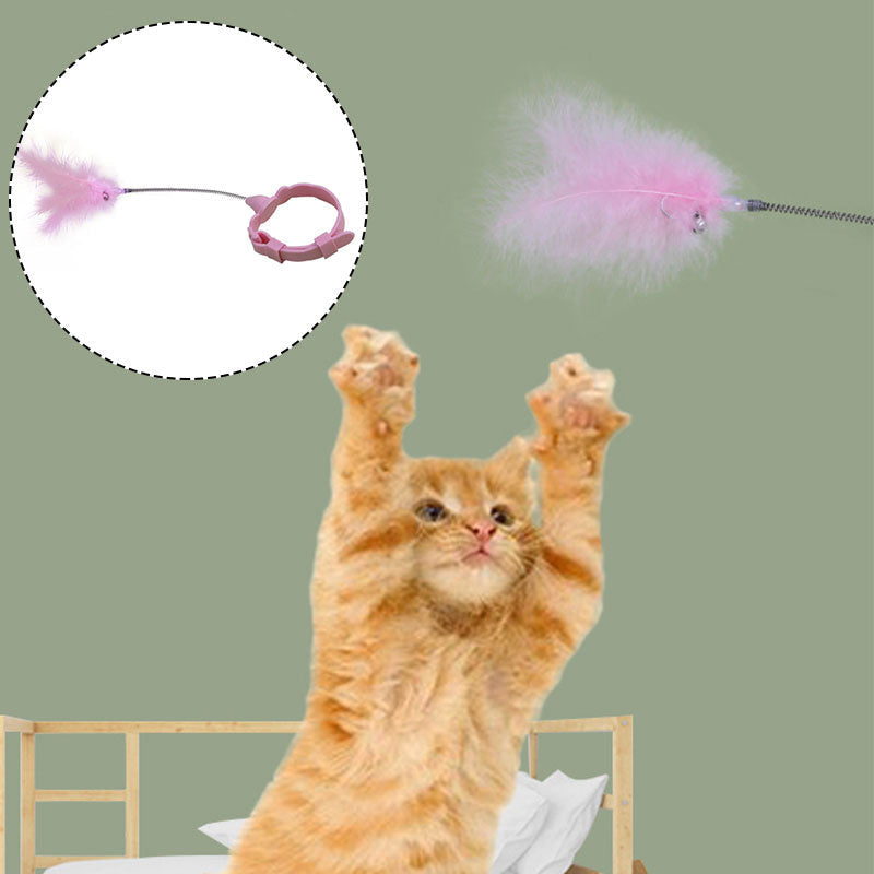 HKM-432531 Creative Feather Cat Teaser Stick – Fun Interactive Toy for Cats in Pink and Blue