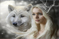 HKM-432531 Cross Stitch Art: Beauty and Beast Diamond Painting Kit, 35x25cm Cotton Canvas