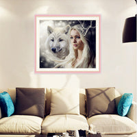 HKM-432531 Cross Stitch Art: Beauty and Beast Diamond Painting Kit, 35x25cm Cotton Canvas