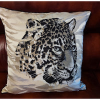 HKM-432595 Leopard and Tiger Pattern High Density Satin Fabric Sofa Pillowcase, 45x45cm / 50x50cm