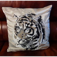 HKM-432595 Leopard and Tiger Pattern High Density Satin Fabric Sofa Pillowcase, 45x45cm / 50x50cm