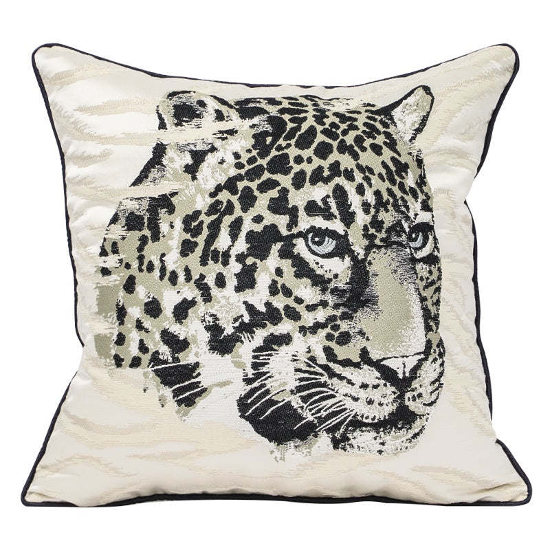 HKM-432595 Leopard and Tiger Pattern High Density Satin Fabric Sofa Pillowcase, 45x45cm / 50x50cm