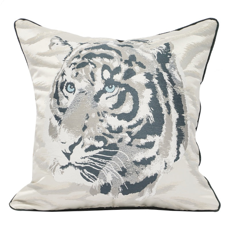 HKM-432595 Leopard and Tiger Pattern High Density Satin Fabric Sofa Pillowcase, 45x45cm / 50x50cm