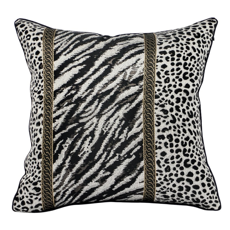 HKM-432595 Leopard and Tiger Pattern High Density Satin Fabric Sofa Pillowcase, 45x45cm / 50x50cm