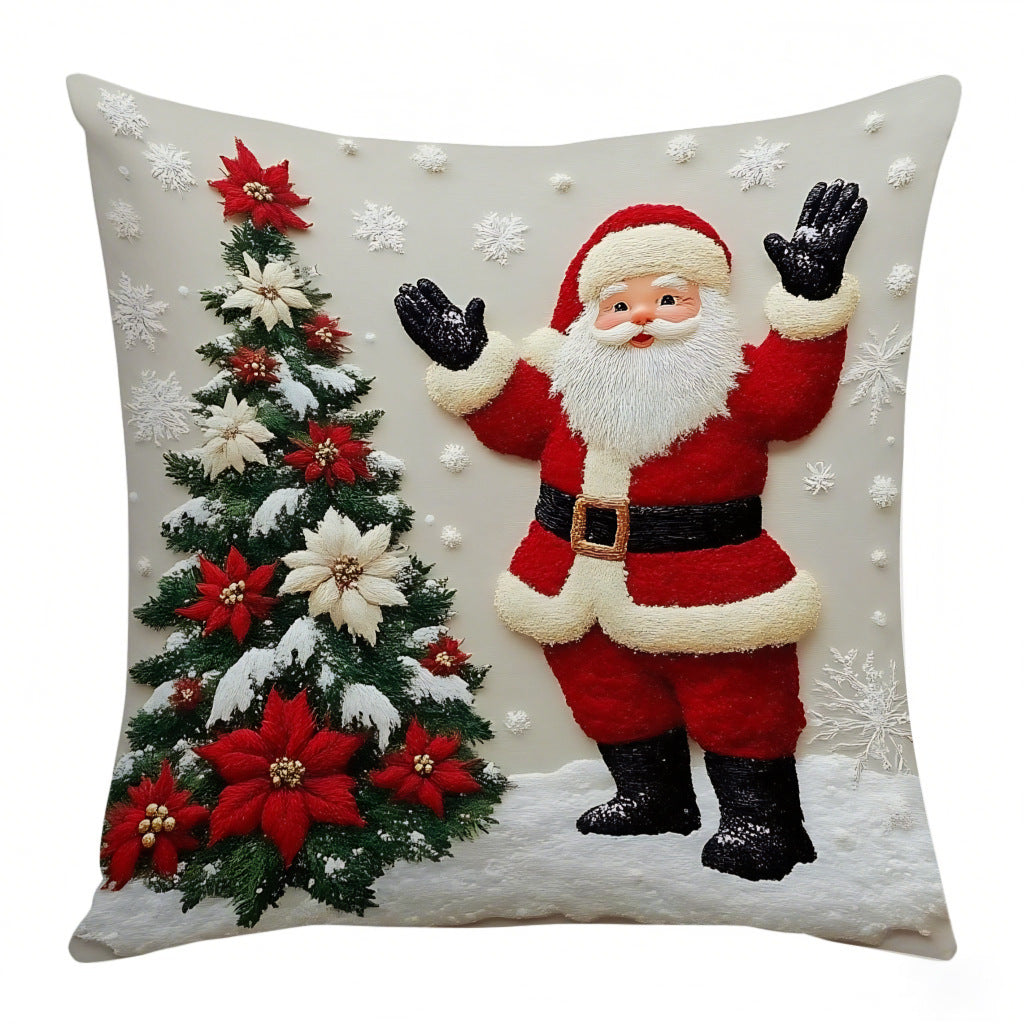 HKM-432659 Christmas Festival Elk and Rabbit Linen Pillow Cover - Modern 45x45 Atmosphere Decoration
