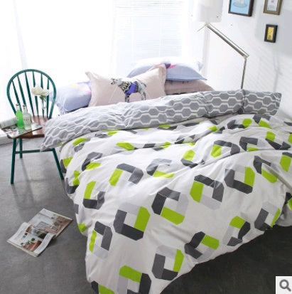 HKM-432851 Cotton Four-Piece Fashion Bedding Set with Personalized Design and Paint Printing