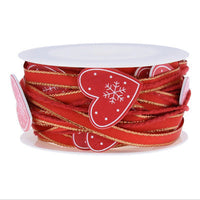 HKM-432979 Red Five-Pointed Star Decorative Ribbon Bow Christmas Pendant - 5m x 3cm for Celebrations and Gifts