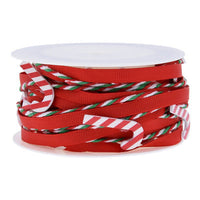 HKM-432979 Red Five-Pointed Star Decorative Ribbon Bow Christmas Pendant - 5m x 3cm for Celebrations and Gifts