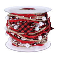 HKM-432979 Red Five-Pointed Star Decorative Ribbon Bow Christmas Pendant - 5m x 3cm for Celebrations and Gifts