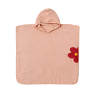 HKM-433107 Cotton Gauze Hooded Bath Towel for Kids with Flower and Cartoon Designs