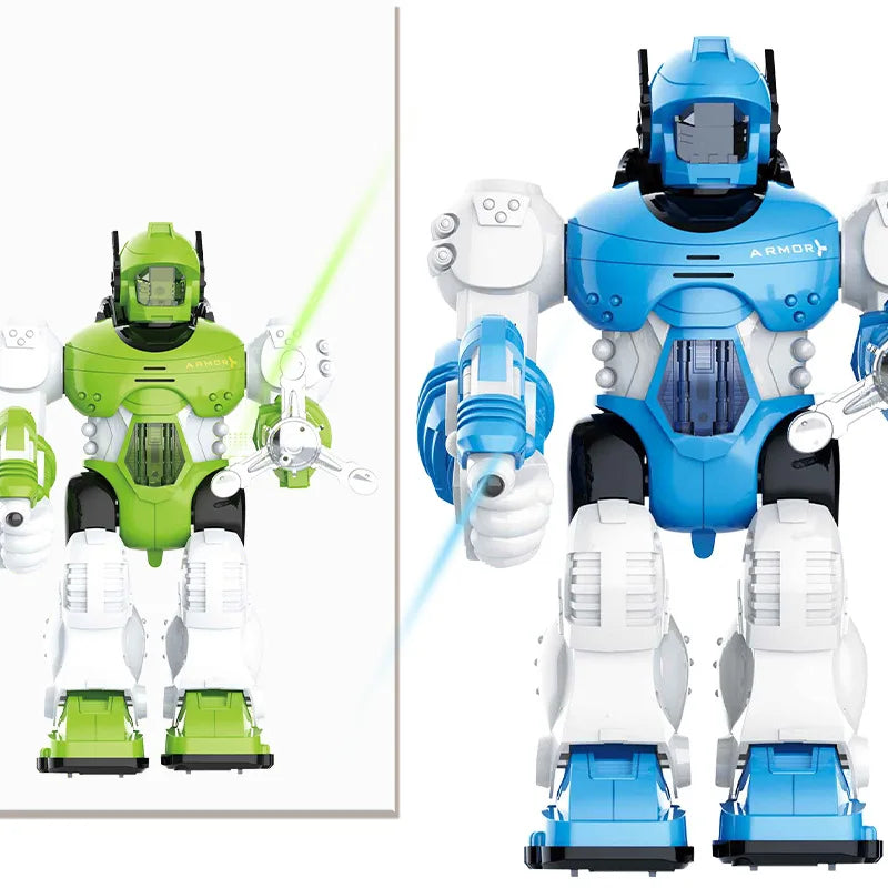 HKM-433107 RC Intelligent Interactive Dancing Robot Toy for Children Ages 3+ - Light & Sound Function, Battery Operated, Four-Wheeled Design