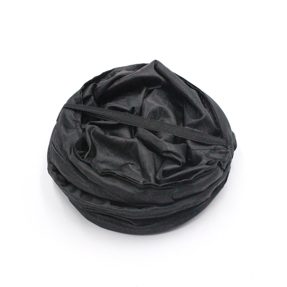 HKM-433363 Automotive Folding Trash Can - Car-Mounted Polyester Waste Bin, 15x20CM, Black