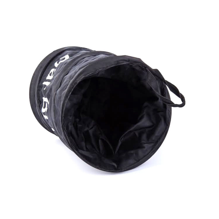 HKM-433363 Automotive Folding Trash Can - Car-Mounted Polyester Waste Bin, 15x20CM, Black