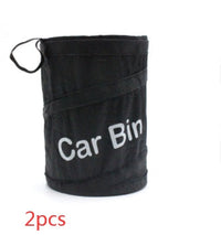 HKM-433363 Automotive Folding Trash Can - Car-Mounted Polyester Waste Bin, 15x20CM, Black