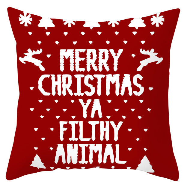 KTX-433363 Festive Santa Elk Snowflake Pillow Cover - 45x45cm Polyester Cushion Cover for Christmas Decor
