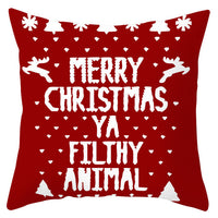 HKM-433363 Festive Santa Elk Snowflake Pillow Cover - 45x45cm Polyester Cushion Cover for Christmas Decor