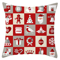 HKM-433363 Festive Santa Elk Snowflake Pillow Cover - 45x45cm Polyester Cushion Cover for Christmas Decor