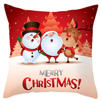 HKM-433363 Festive Santa Elk Snowflake Pillow Cover - 45x45cm Polyester Cushion Cover for Christmas Decor