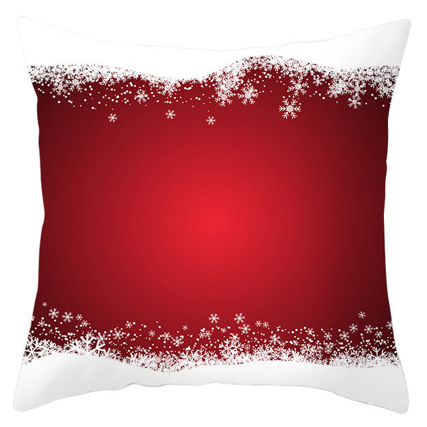 KTX-433363 Festive Santa Elk Snowflake Pillow Cover - 45x45cm Polyester Cushion Cover for Christmas Decor