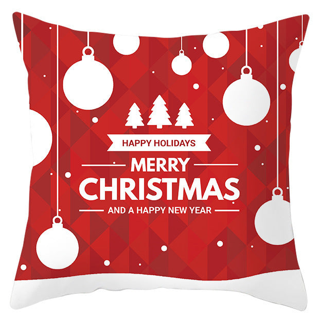 KTX-433363 Festive Santa Elk Snowflake Pillow Cover - 45x45cm Polyester Cushion Cover for Christmas Decor