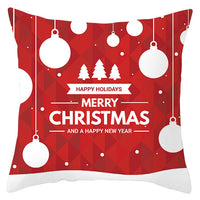 HKM-433363 Festive Santa Elk Snowflake Pillow Cover - 45x45cm Polyester Cushion Cover for Christmas Decor