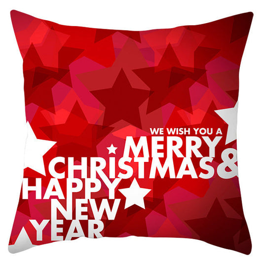 KTX-433363 Festive Santa Elk Snowflake Pillow Cover - 45x45cm Polyester Cushion Cover for Christmas Decor