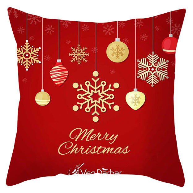 KTX-433363 Festive Santa Elk Snowflake Pillow Cover - 45x45cm Polyester Cushion Cover for Christmas Decor