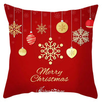 HKM-433363 Festive Santa Elk Snowflake Pillow Cover - 45x45cm Polyester Cushion Cover for Christmas Decor