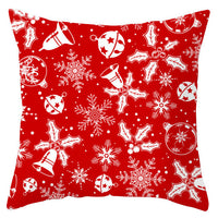 HKM-433363 Festive Santa Elk Snowflake Pillow Cover - 45x45cm Polyester Cushion Cover for Christmas Decor