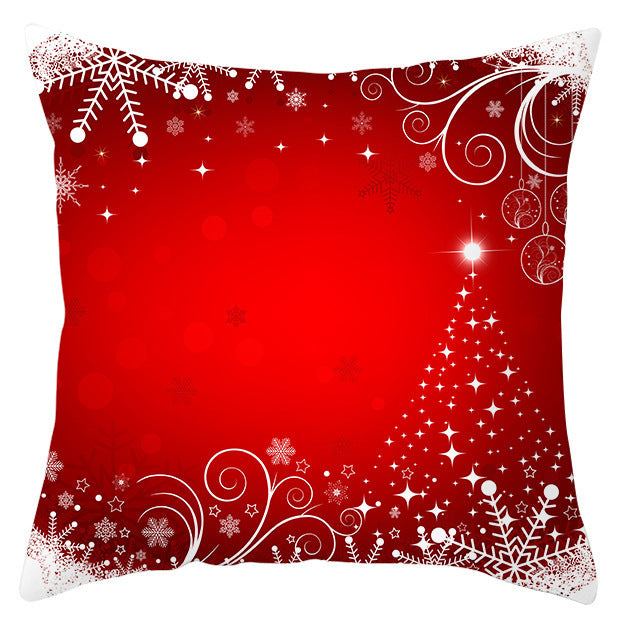 KTX-433363 Festive Santa Elk Snowflake Pillow Cover - 45x45cm Polyester Cushion Cover for Christmas Decor