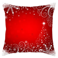 HKM-433363 Festive Santa Elk Snowflake Pillow Cover - 45x45cm Polyester Cushion Cover for Christmas Decor