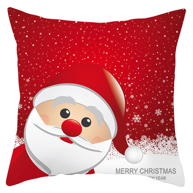 KTX-433363 Festive Santa Elk Snowflake Pillow Cover - 45x45cm Polyester Cushion Cover for Christmas Decor