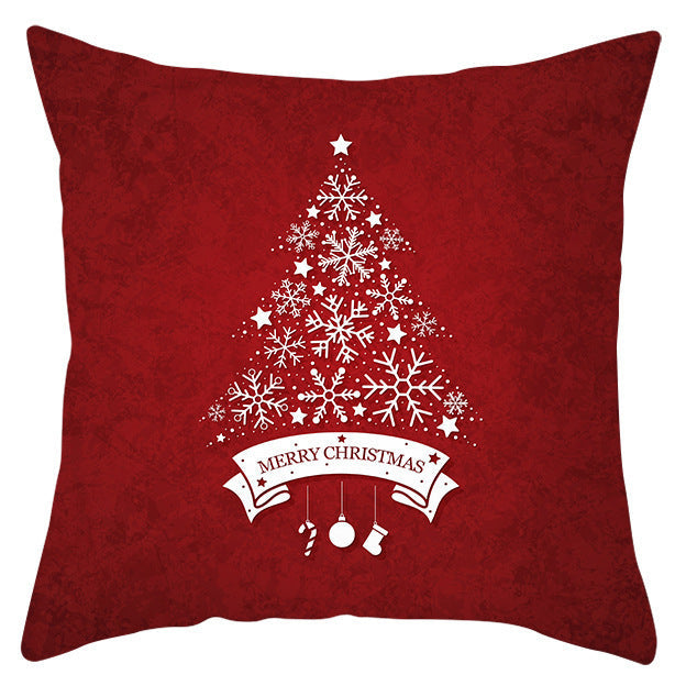 KTX-433363 Festive Santa Elk Snowflake Pillow Cover - 45x45cm Polyester Cushion Cover for Christmas Decor
